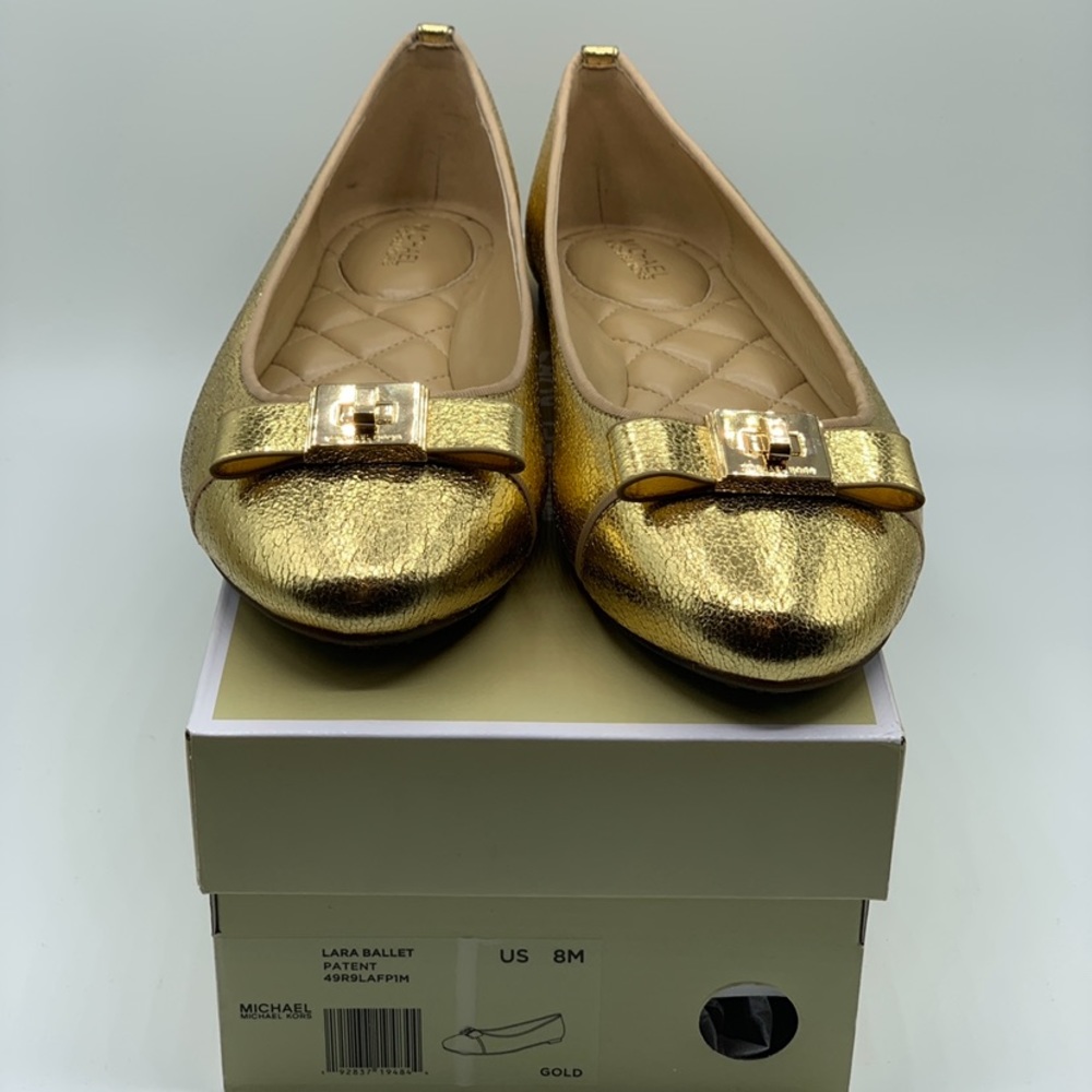 Michaels kors flat shoes golden size 8